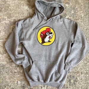 Buc-ee’s Authentic Beaver Logo hoodie grey sweatshirt unisex size small